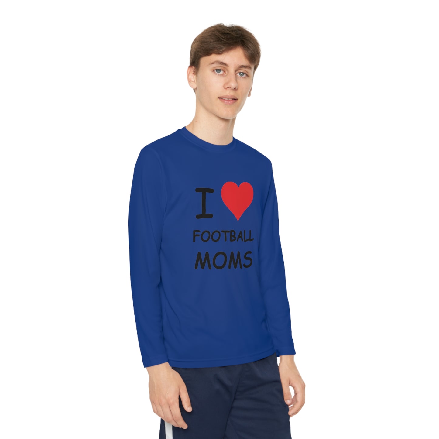 I Love Football Moms Kids Long Sleeve Tee