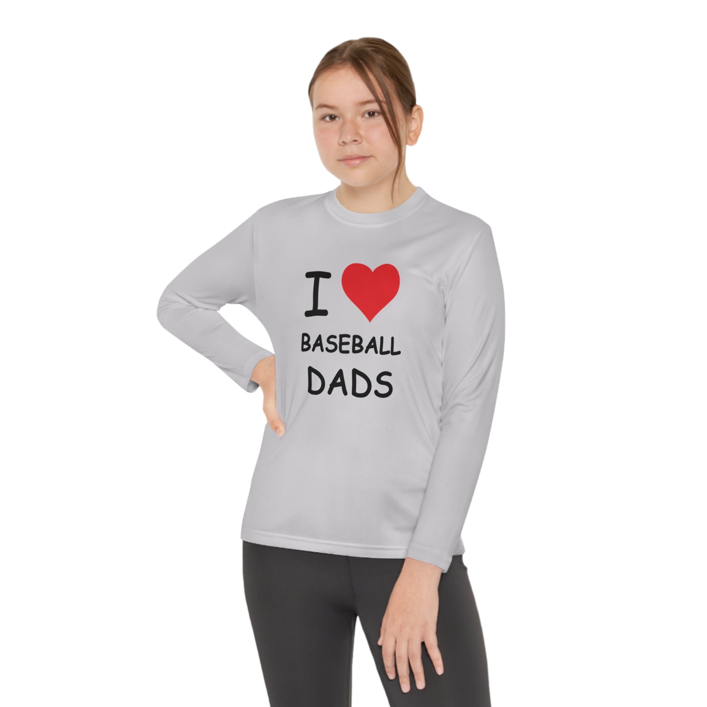 I Love Baseball Dads Kids Long Sleeve Tee