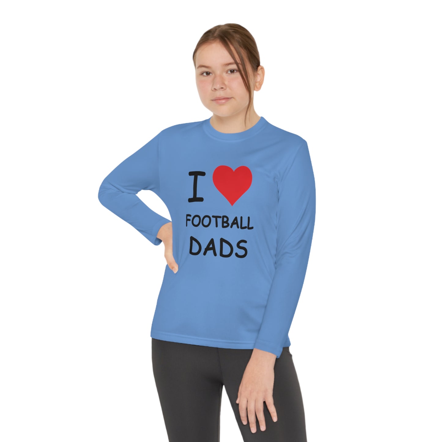 I Love Football Dads Kids Long Sleeve Tee