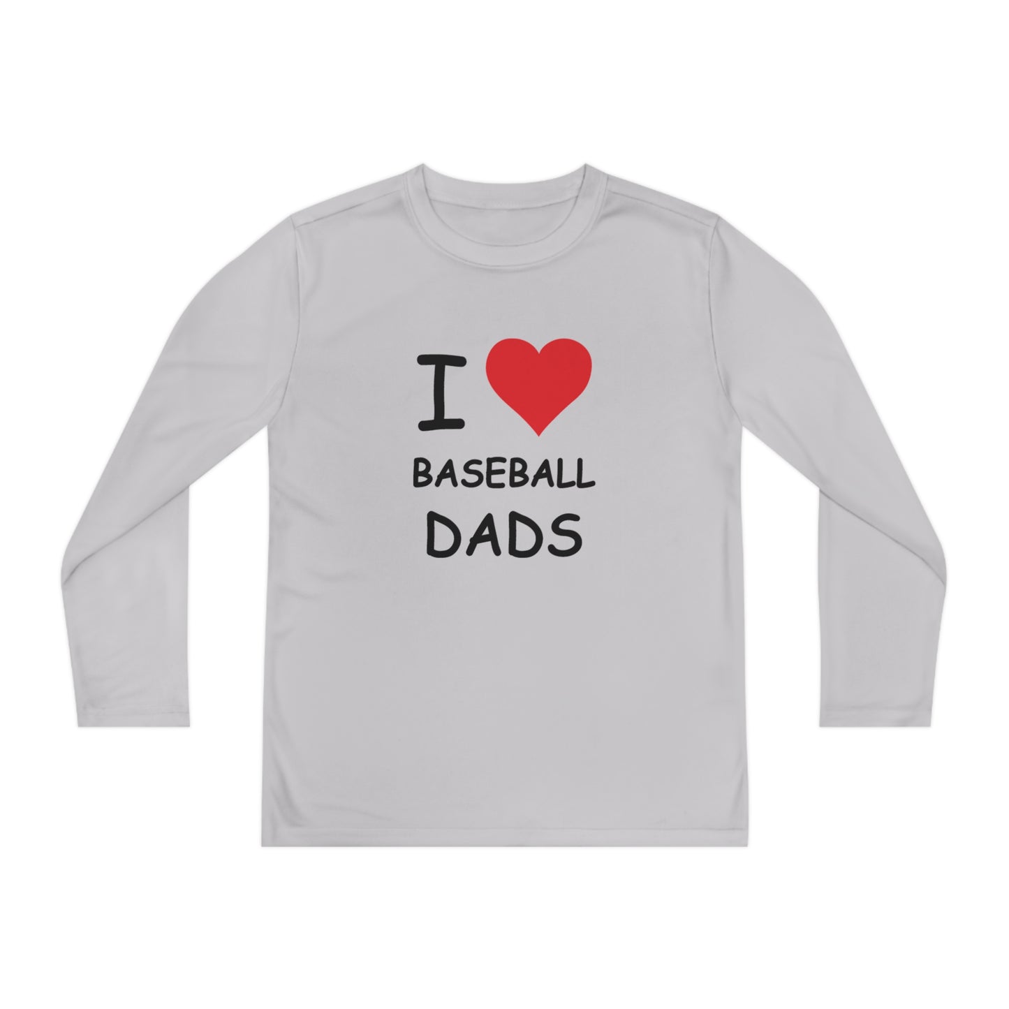 I Love Baseball Dads Kids Long Sleeve Tee