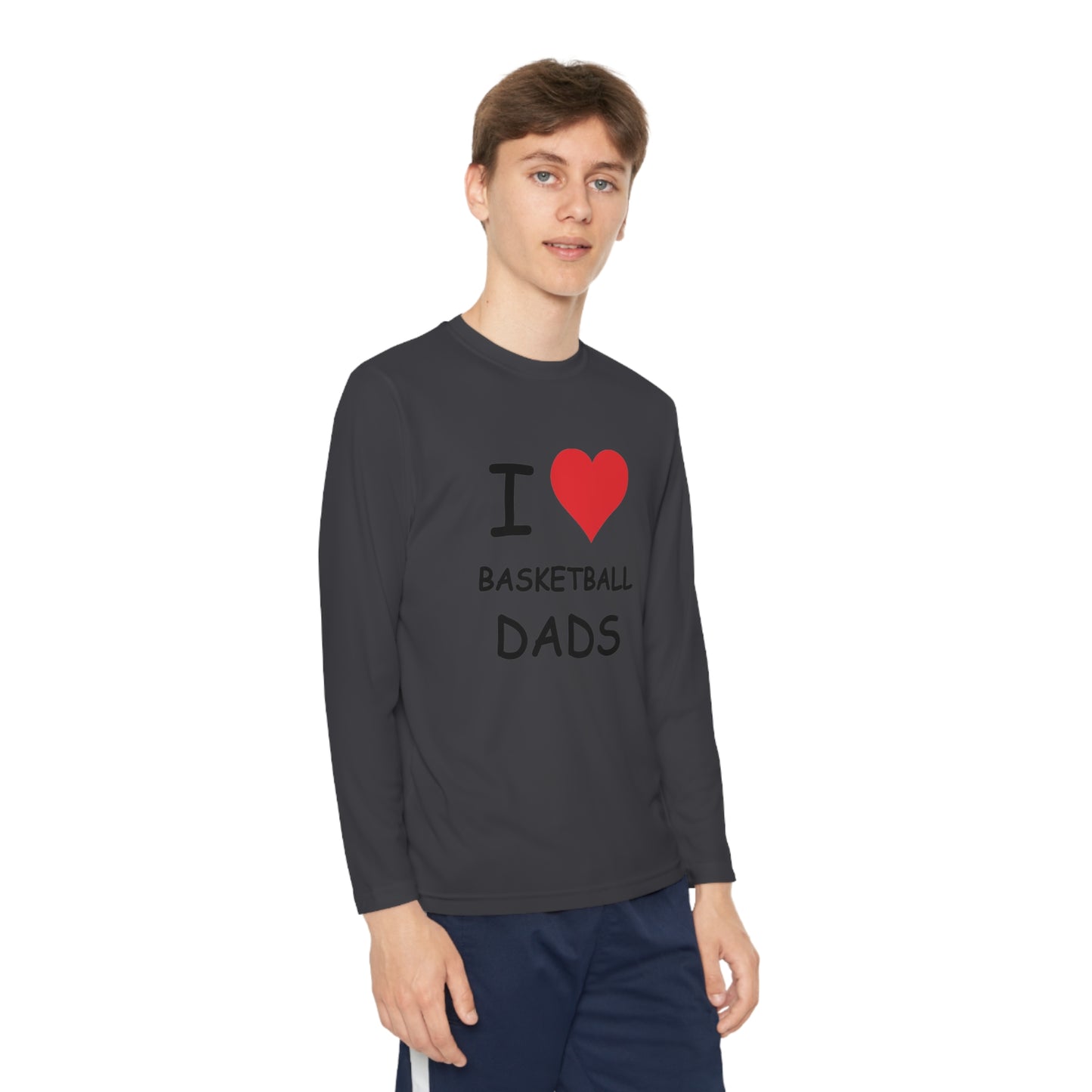 I Love Basketball Dads Kids Long Sleeve Tee