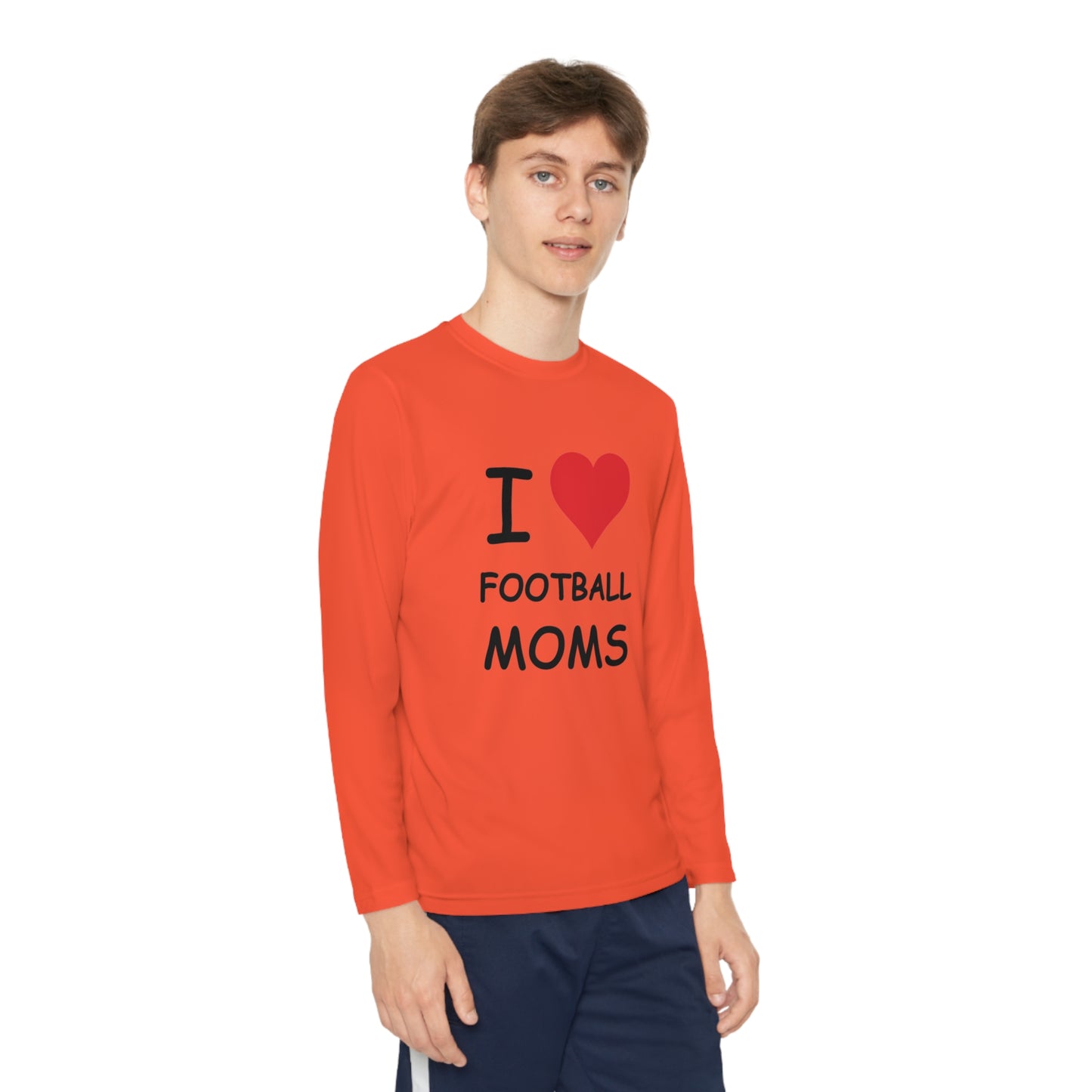 I Love Football Moms Kids Long Sleeve Tee