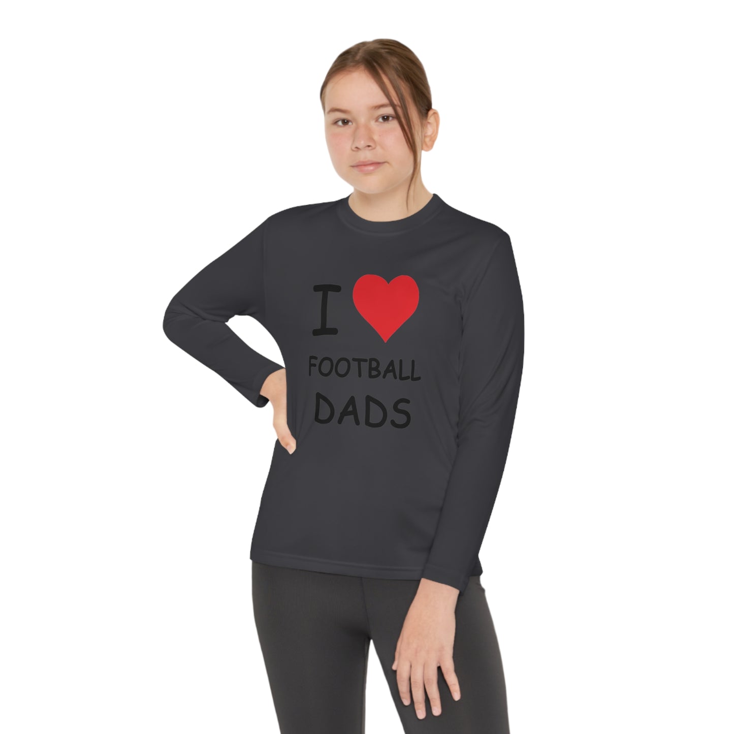 I Love Football Dads Kids Long Sleeve Tee