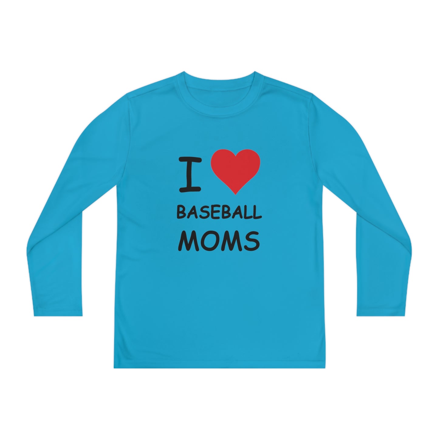 I Love Baseball Moms Kids Long Sleeve Tee