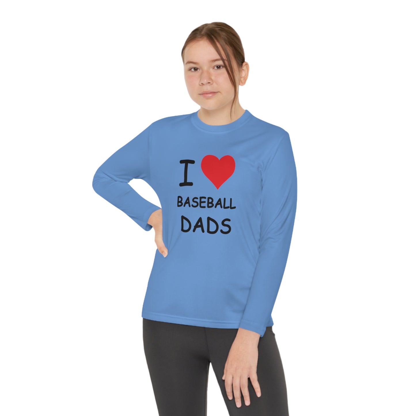 I Love Baseball Dads Kids Long Sleeve Tee