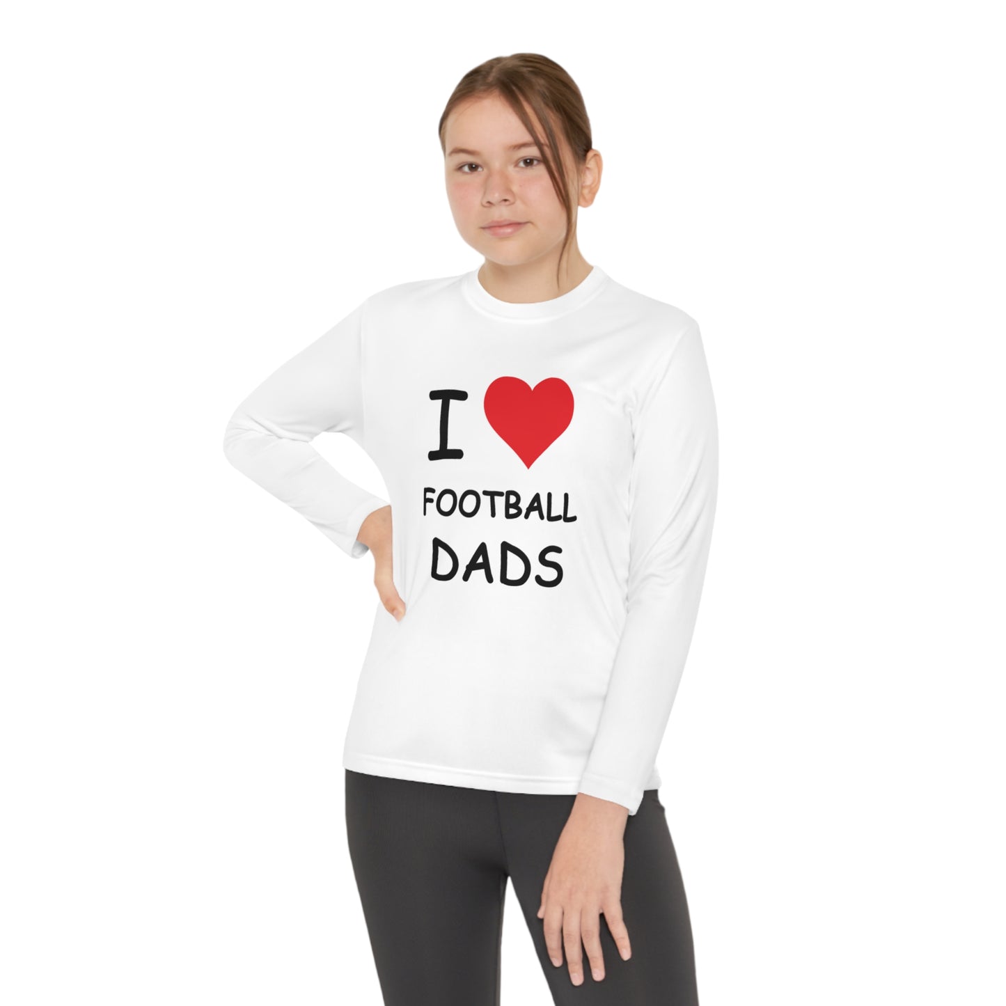 I Love Football Dads Kids Long Sleeve Tee