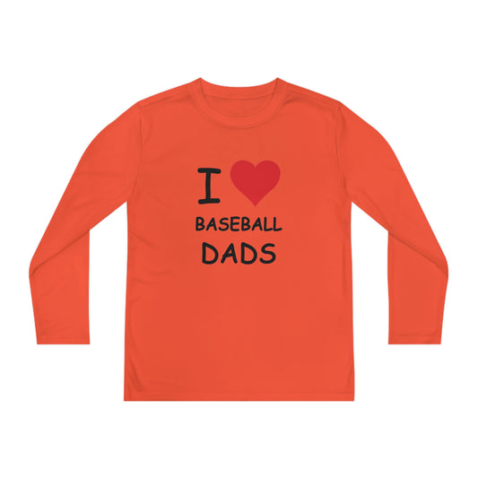 I Love Baseball Dads Kids Long Sleeve Tee