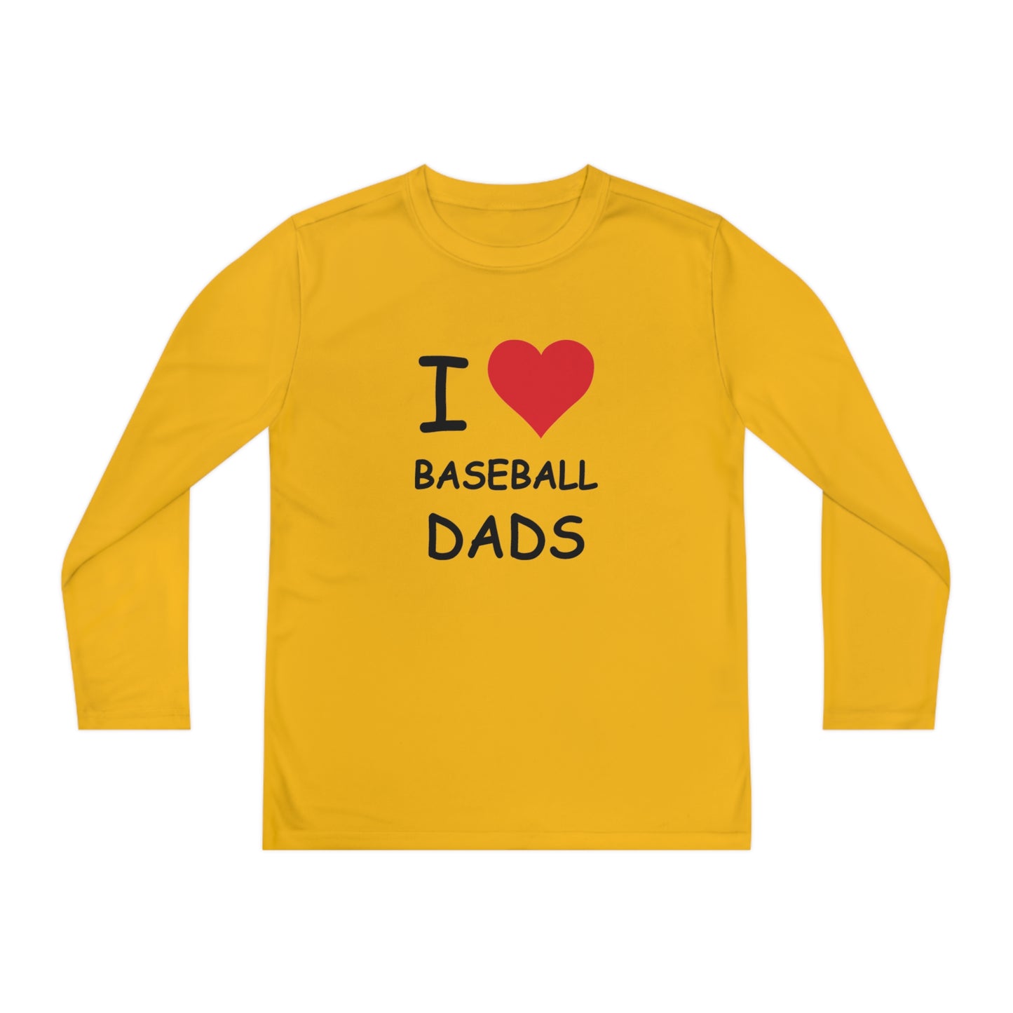 I Love Baseball Dads Kids Long Sleeve Tee