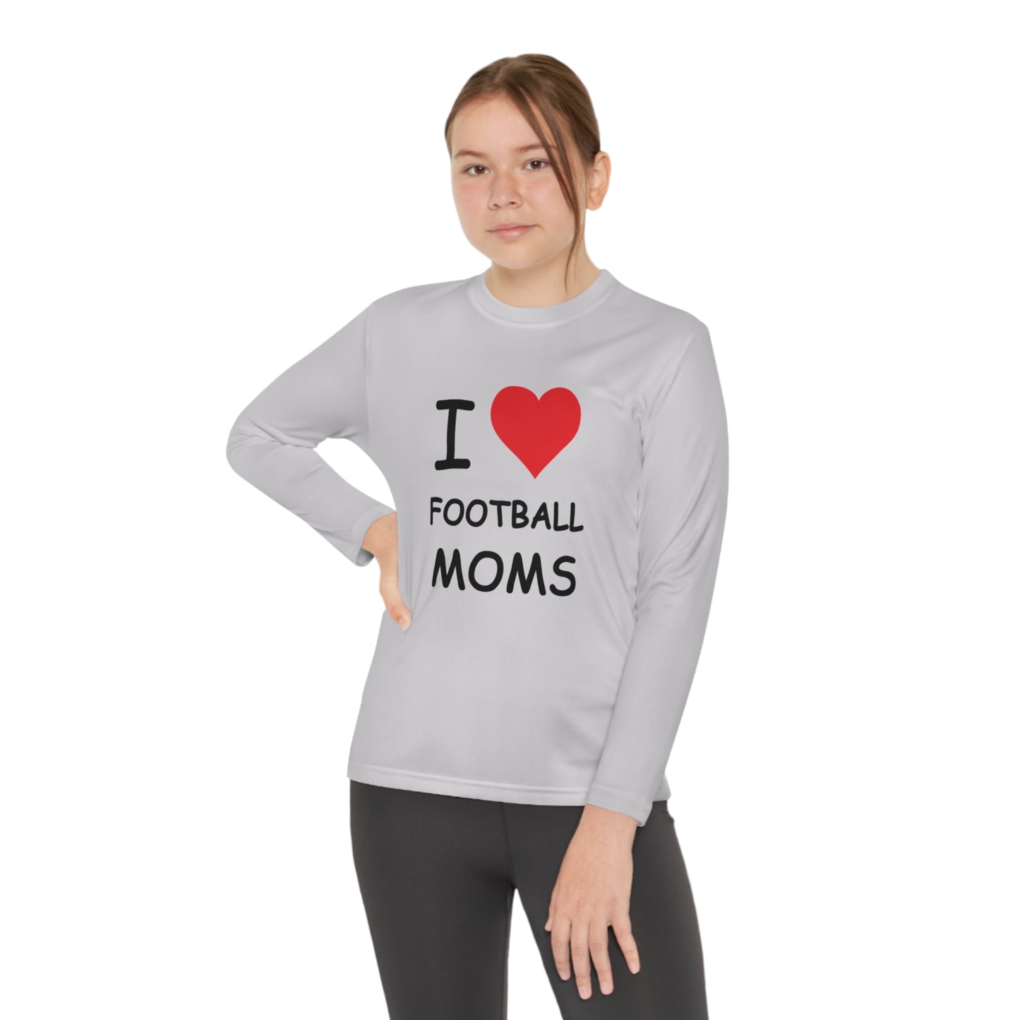 I Love Football Moms Kids Long Sleeve Tee