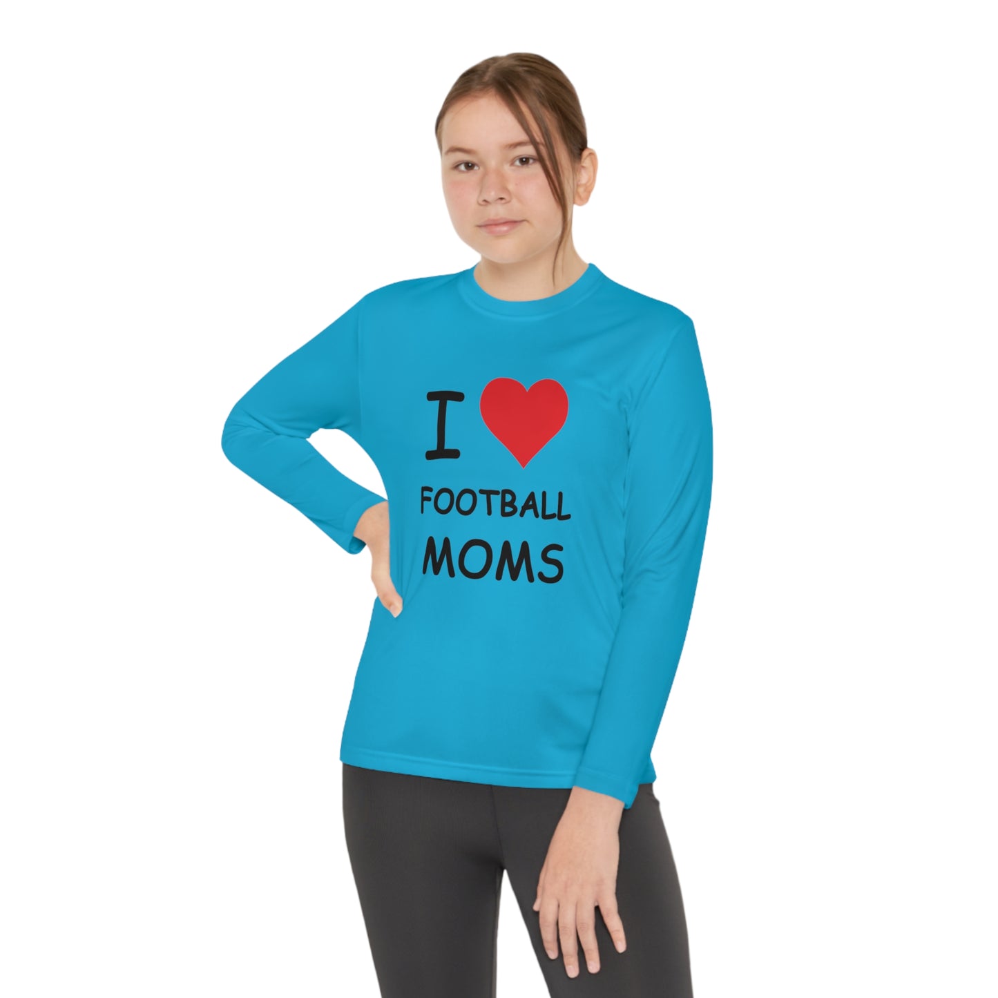 I Love Football Moms Kids Long Sleeve Tee