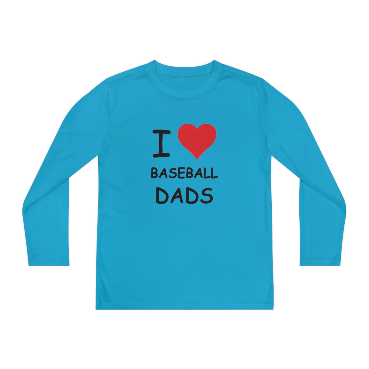 I Love Baseball Dads Kids Long Sleeve Tee