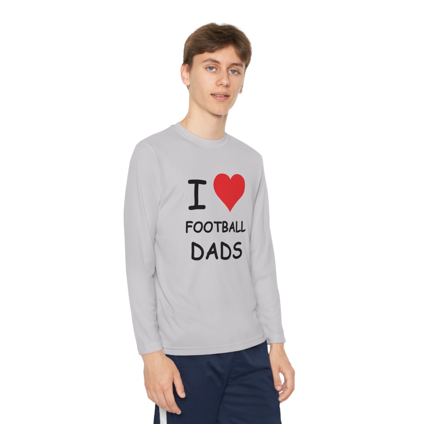 I Love Football Dads Kids Long Sleeve Tee