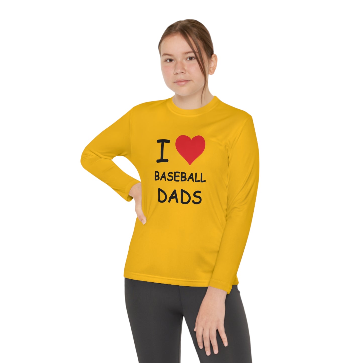 I Love Baseball Dads Kids Long Sleeve Tee