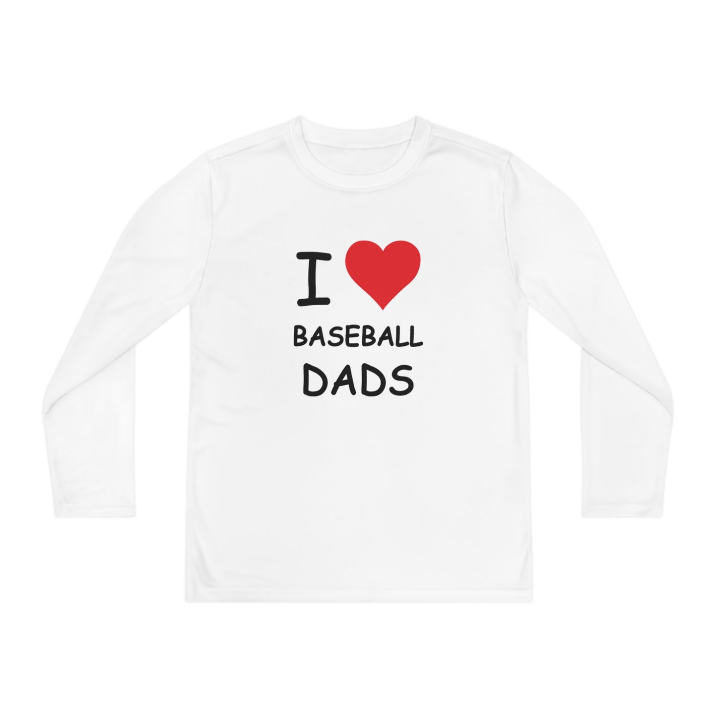 I Love Baseball Dads Kids Long Sleeve Tee