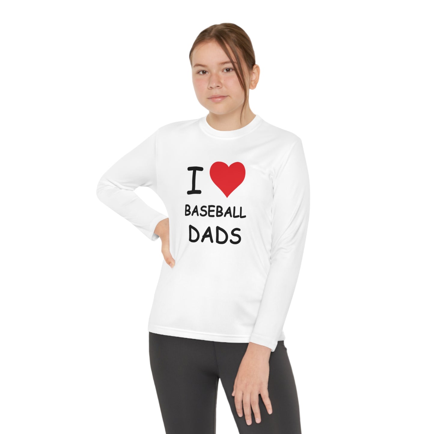 I Love Baseball Dads Kids Long Sleeve Tee