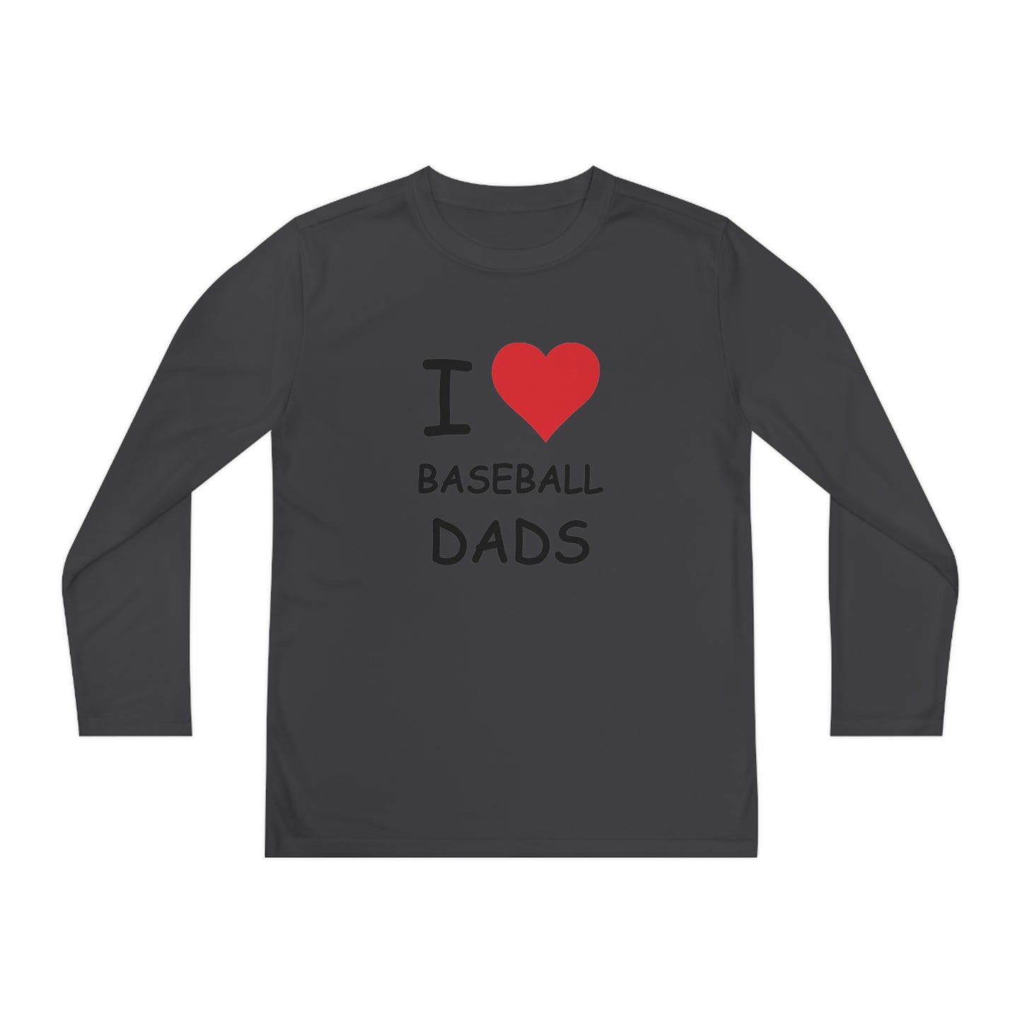 I Love Baseball Dads Kids Long Sleeve Tee