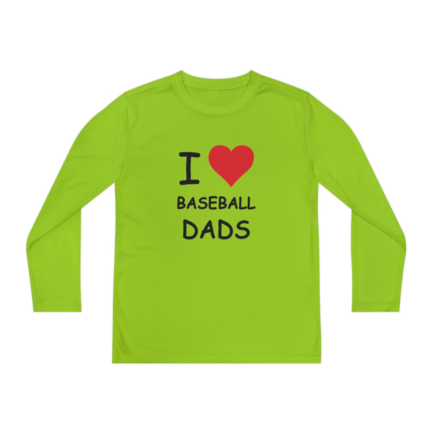 I Love Baseball Dads Kids Long Sleeve Tee